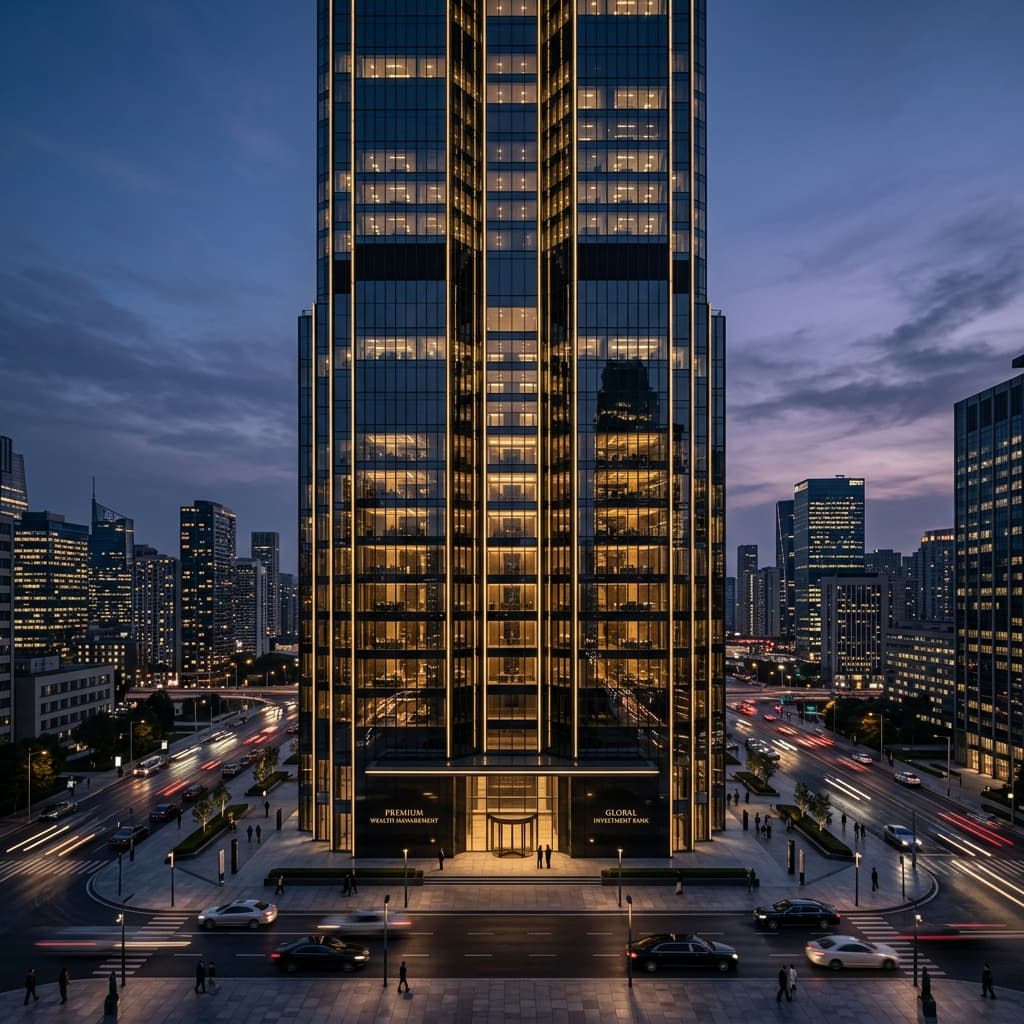 Luxury Private Bank Skyscraper Building Background